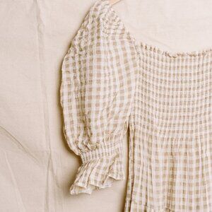 Nothing Fits But 'Kiko' Tan Gingham Midi Dress